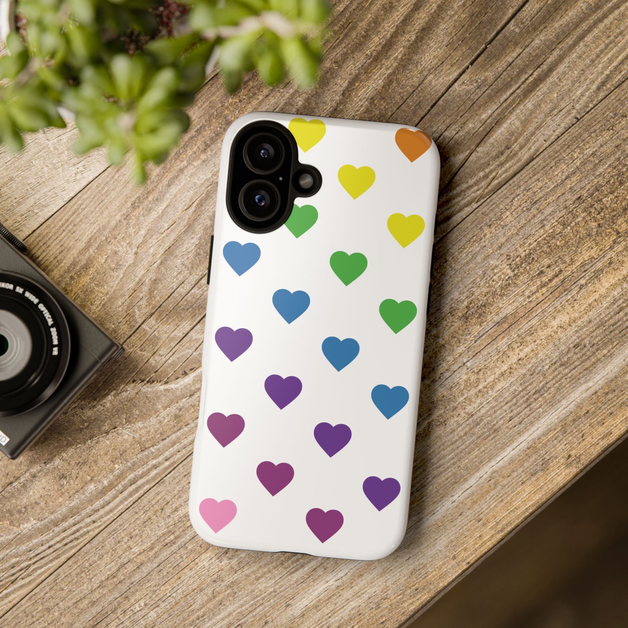 Rainbow Hearts Tough Phone Case — Protective iPhone Case with Colorful Heart Pattern