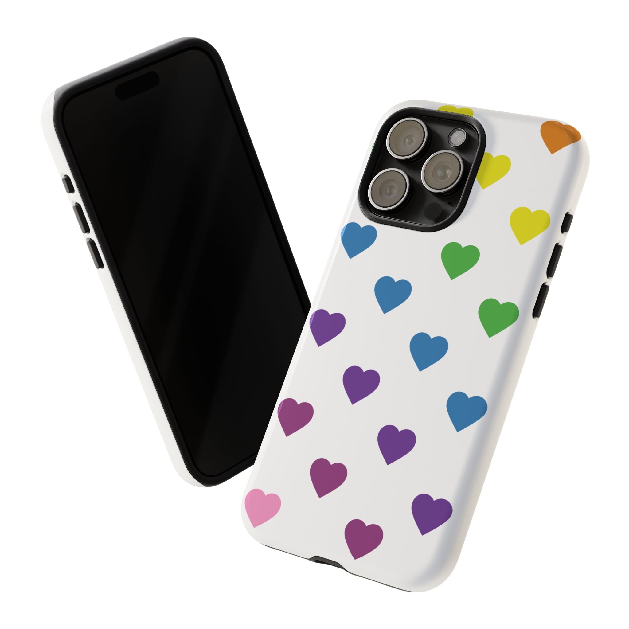 Rainbow Hearts Tough Phone Case — Protective iPhone Case with Colorful Heart Pattern