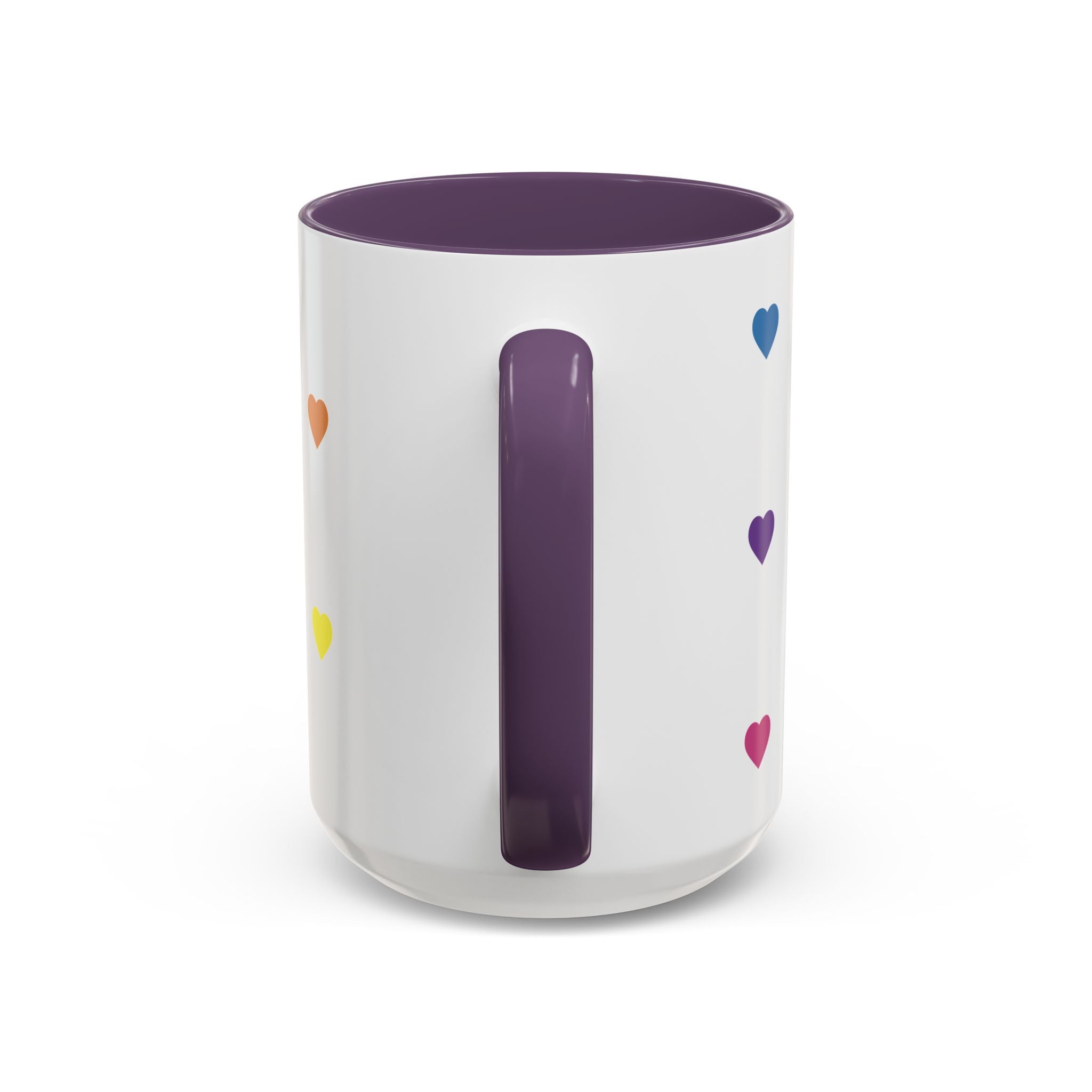 Rainbow Heart Accent Coffee Mug — Cute Colorful Patterned Ceramic Mug