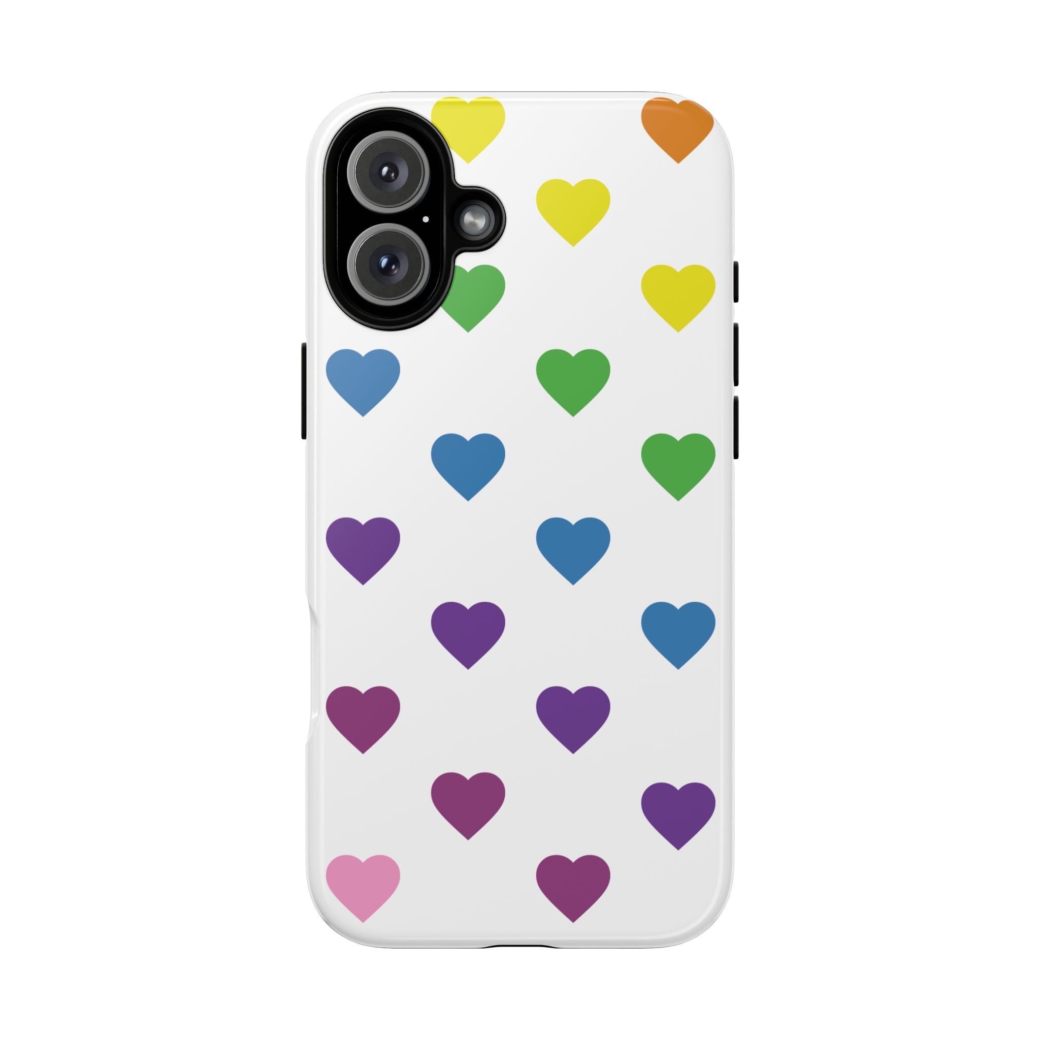 Rainbow Hearts Tough Phone Case — Protective iPhone Case with Colorful Heart Pattern