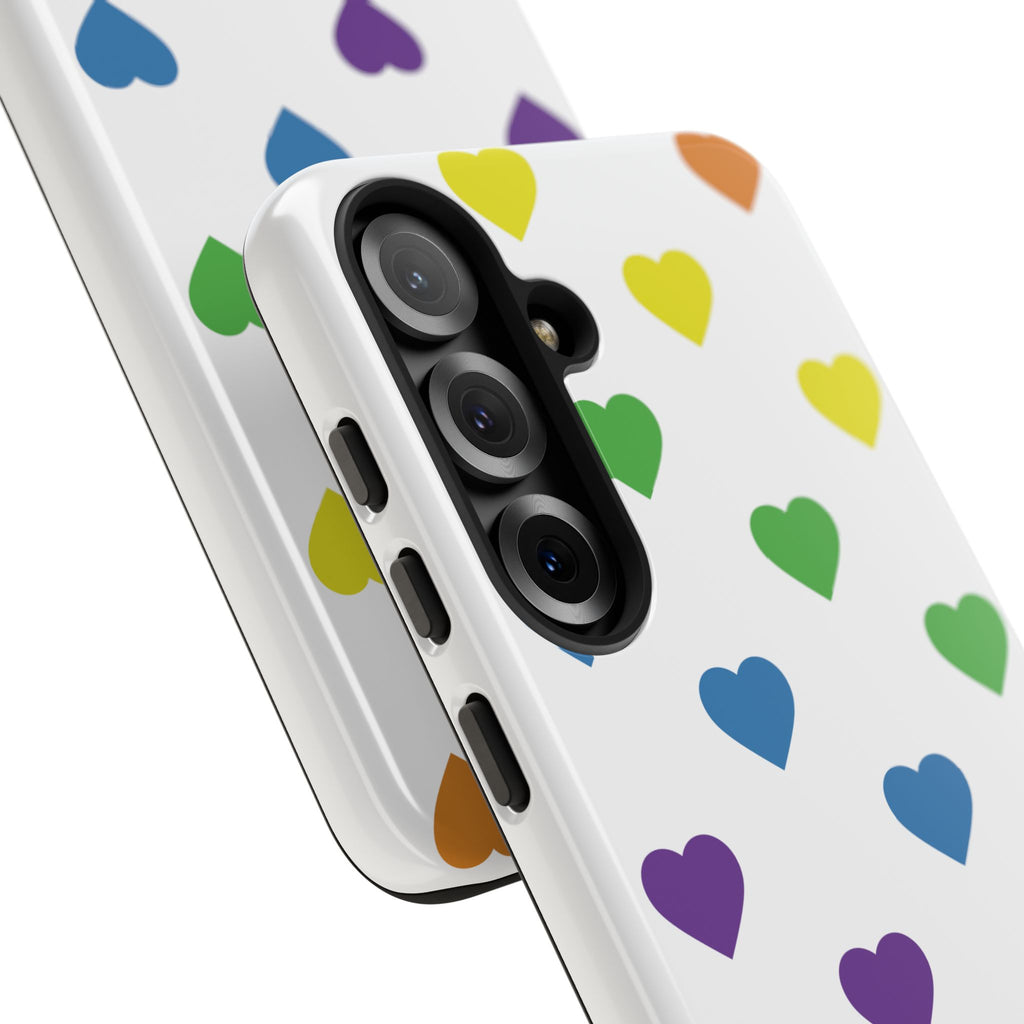 Rainbow Hearts Tough Phone Case — Protective iPhone Case with Colorful Heart Pattern