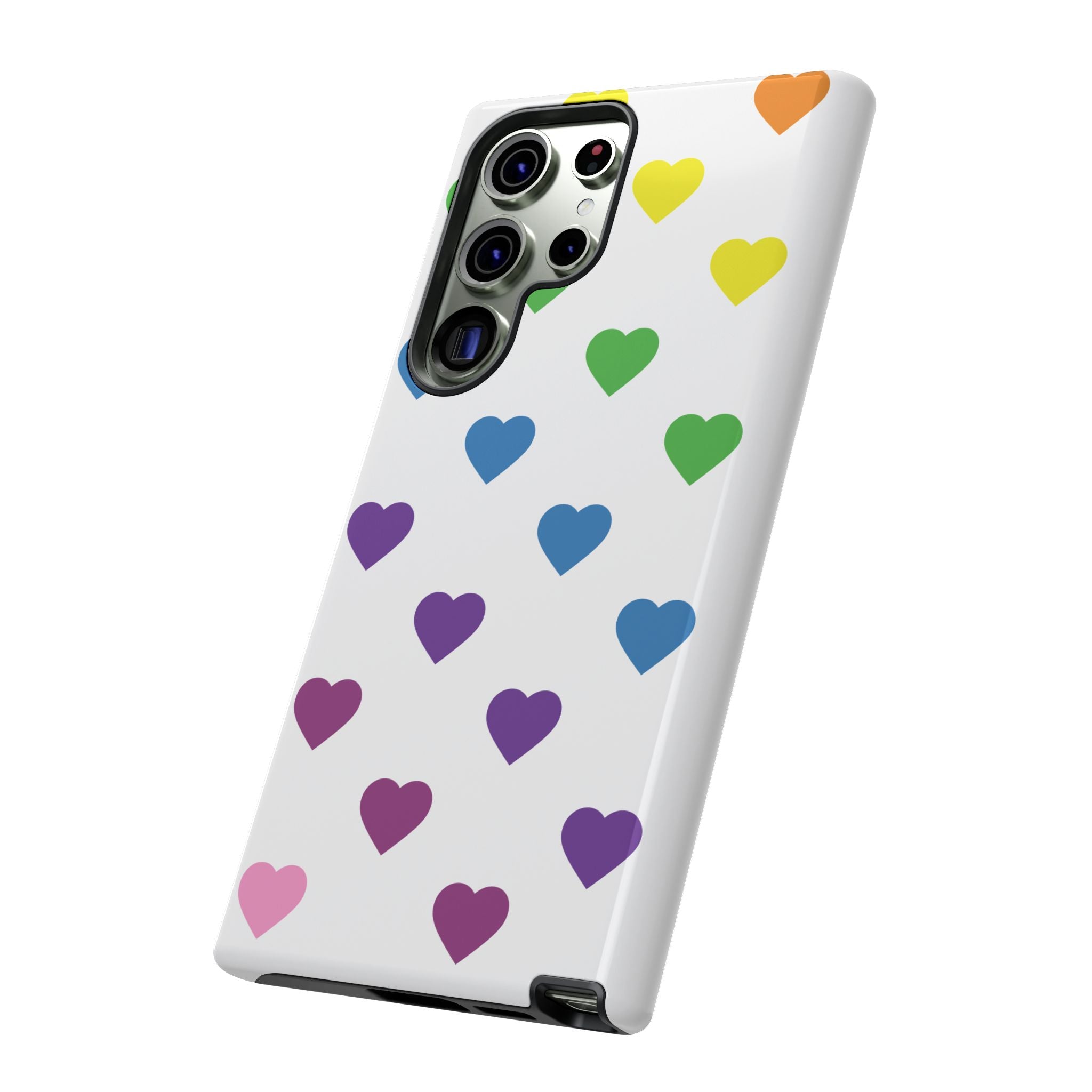 Rainbow Hearts Tough Phone Case — Protective iPhone Case with Colorful Heart Pattern
