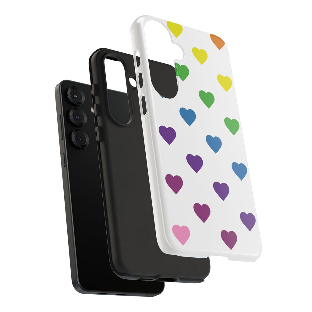 Rainbow Hearts Tough Phone Case — Protective iPhone Case with Colorful Heart Pattern