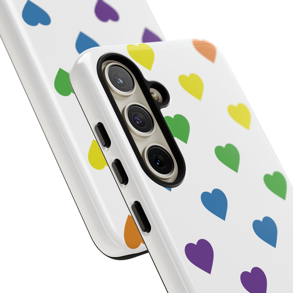 Rainbow Hearts Tough Phone Case — Protective iPhone Case with Colorful Heart Pattern