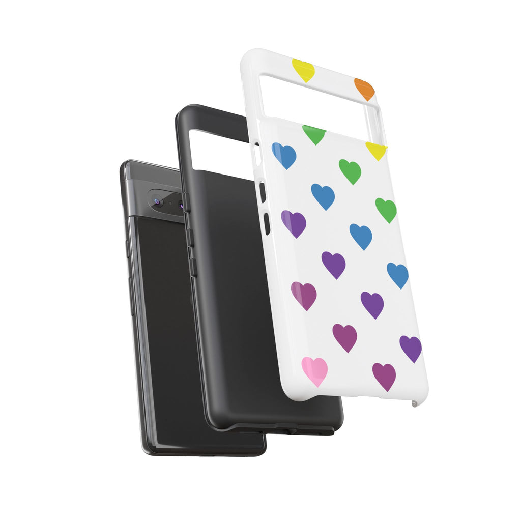 Rainbow Hearts Tough Phone Case — Protective iPhone Case with Colorful Heart Pattern