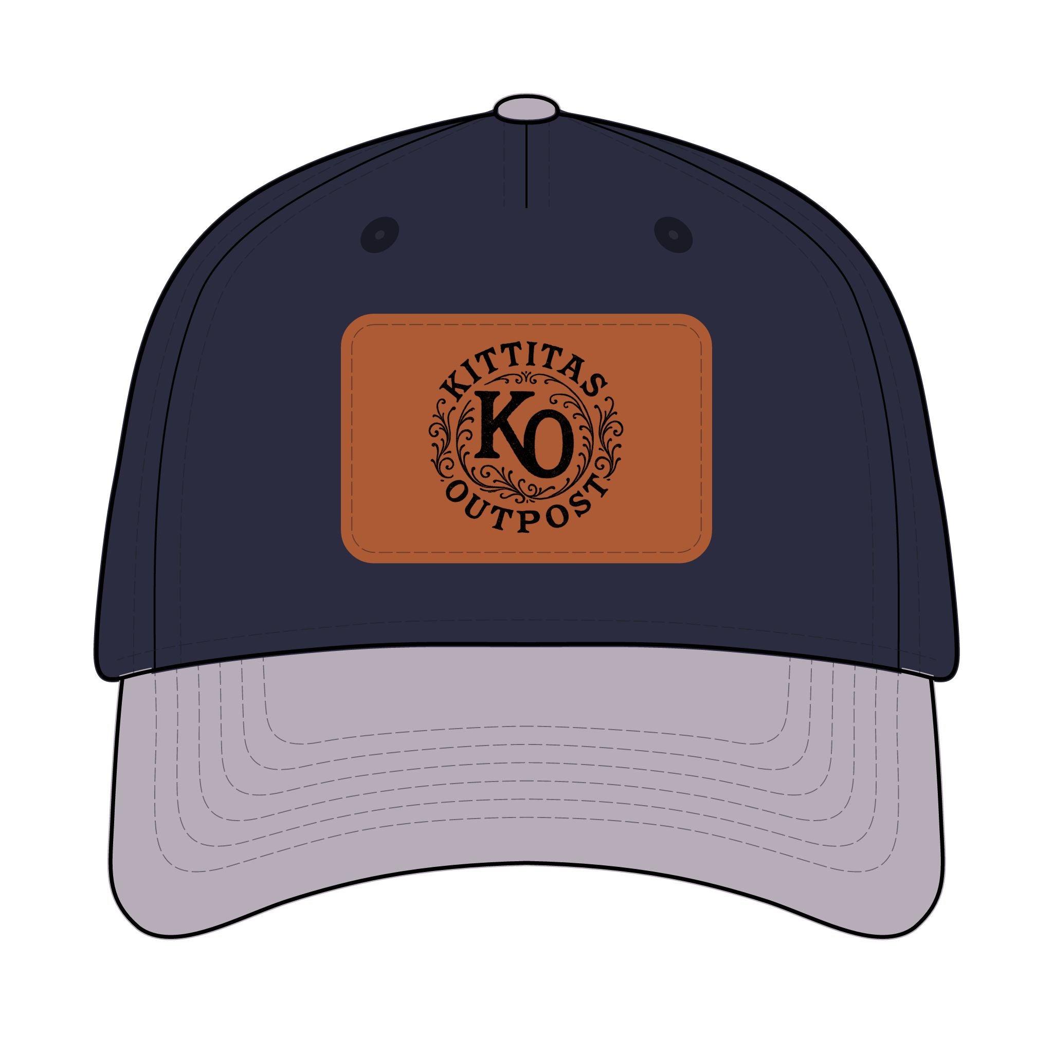 Leather Patch Baseball Cap - Kittitas Outpost Logo