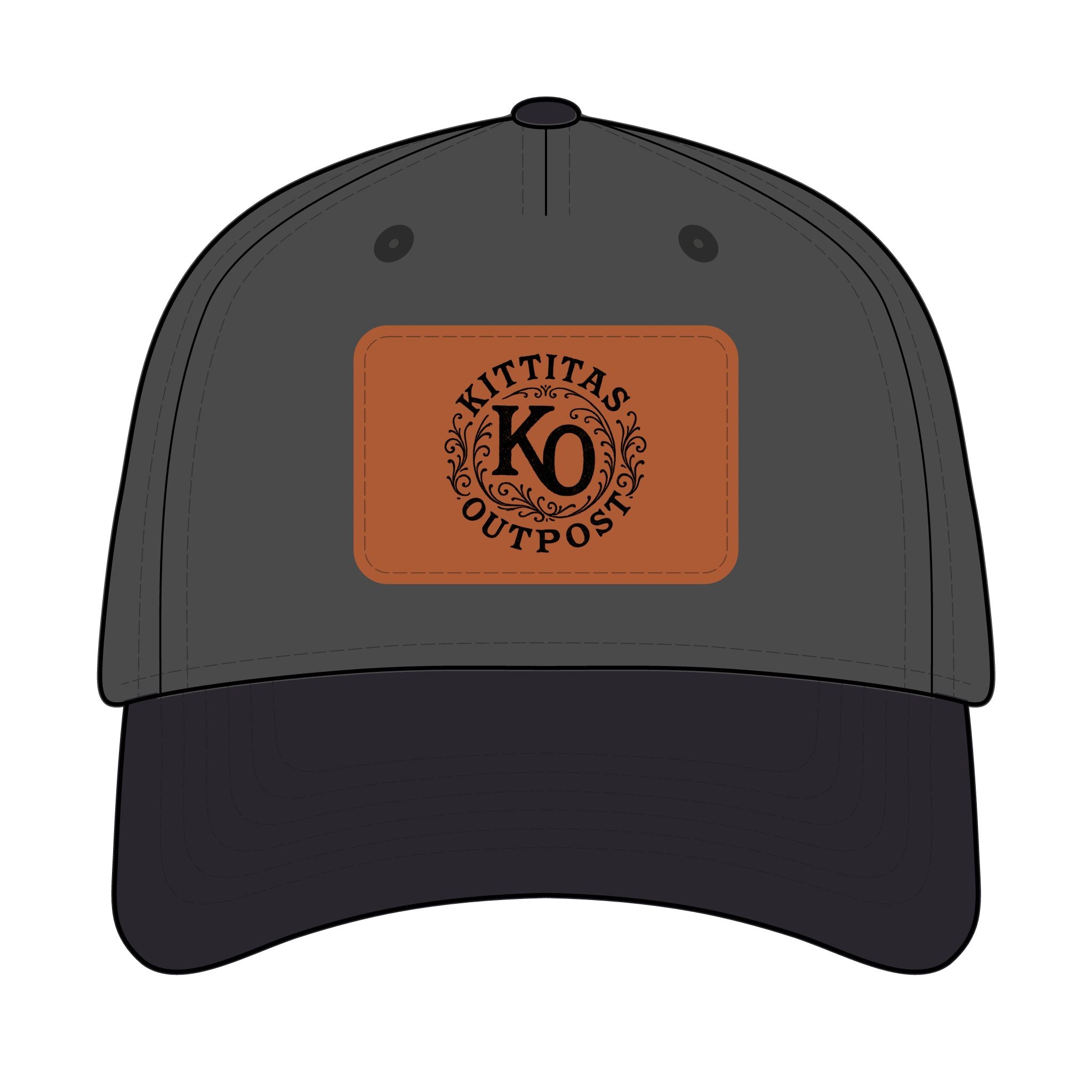 Leather Patch Baseball Cap - Kittitas Outpost Logo
