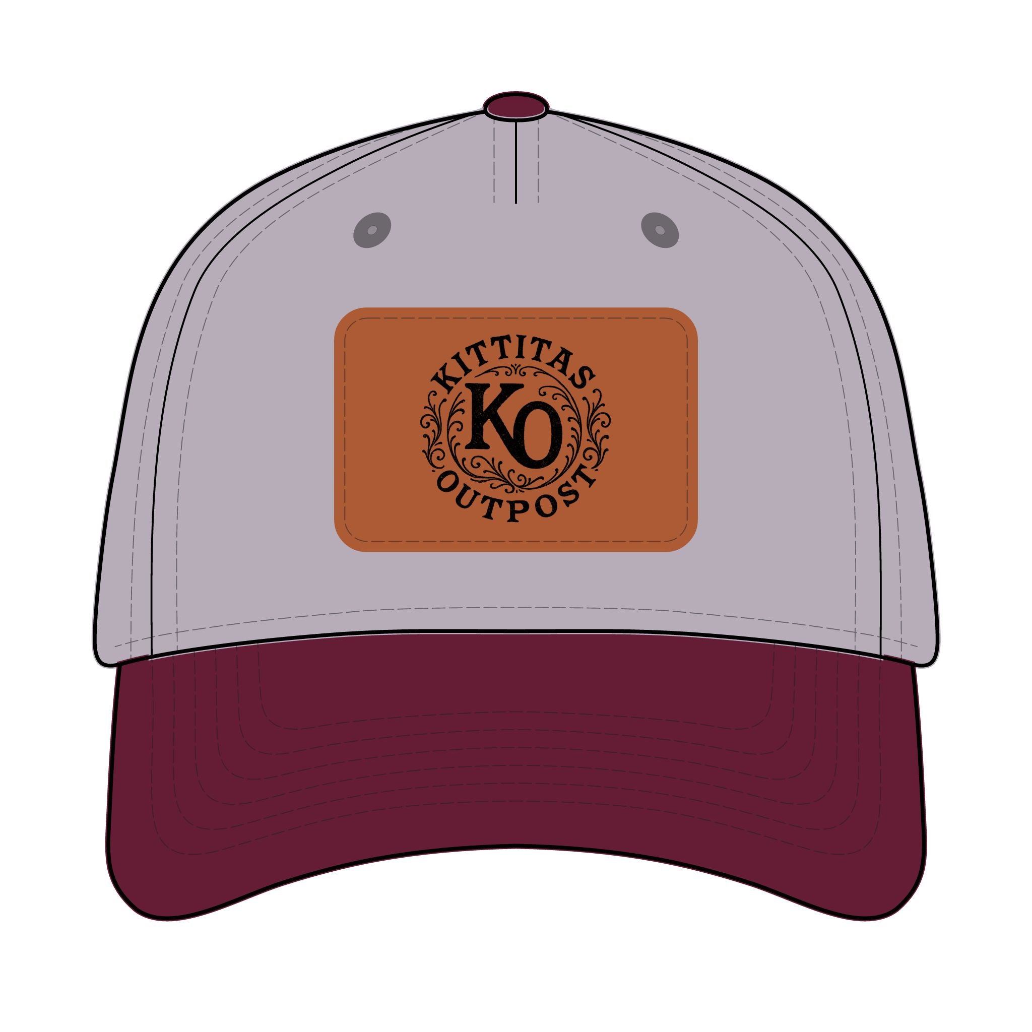 Leather Patch Baseball Cap - Kittitas Outpost Logo