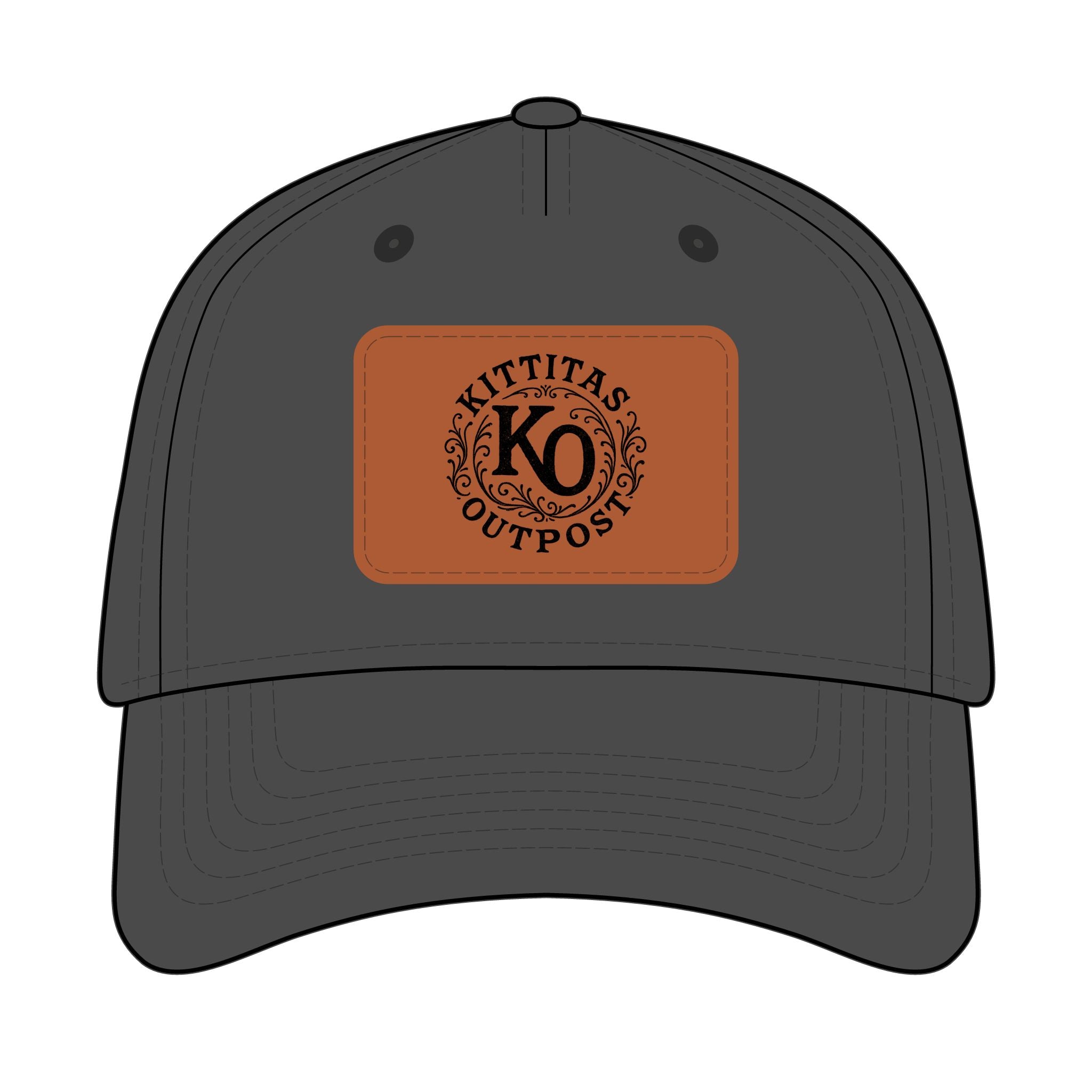 Leather Patch Baseball Cap - Kittitas Outpost Logo