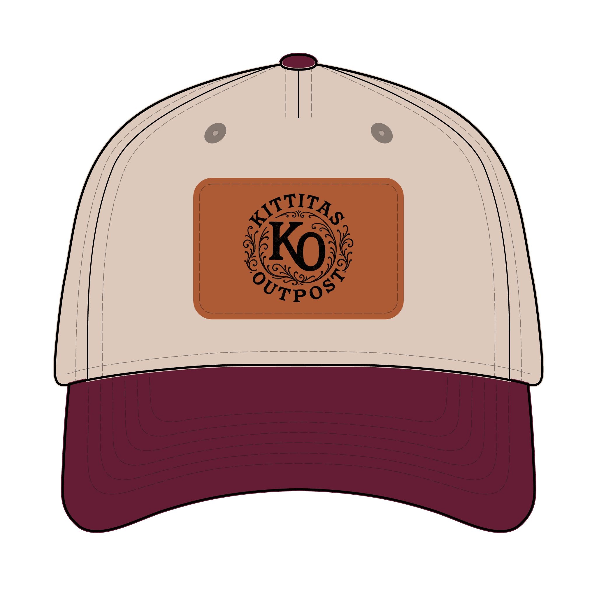 Leather Patch Baseball Cap - Kittitas Outpost Logo