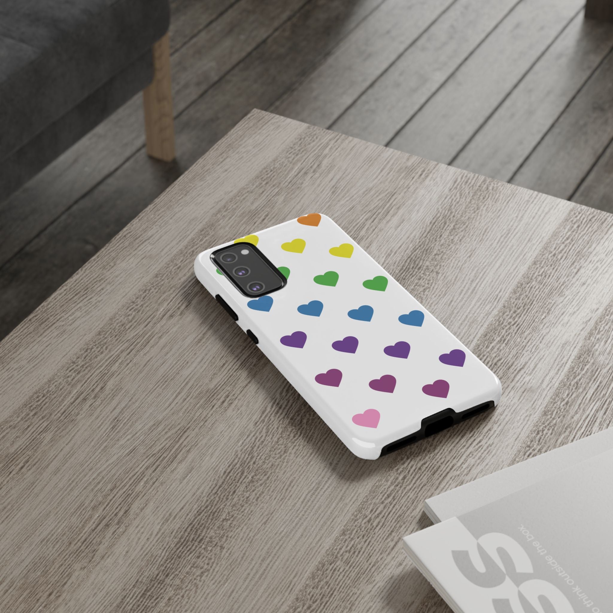 Rainbow Hearts Tough Phone Case — Protective iPhone Case with Colorful Heart Pattern
