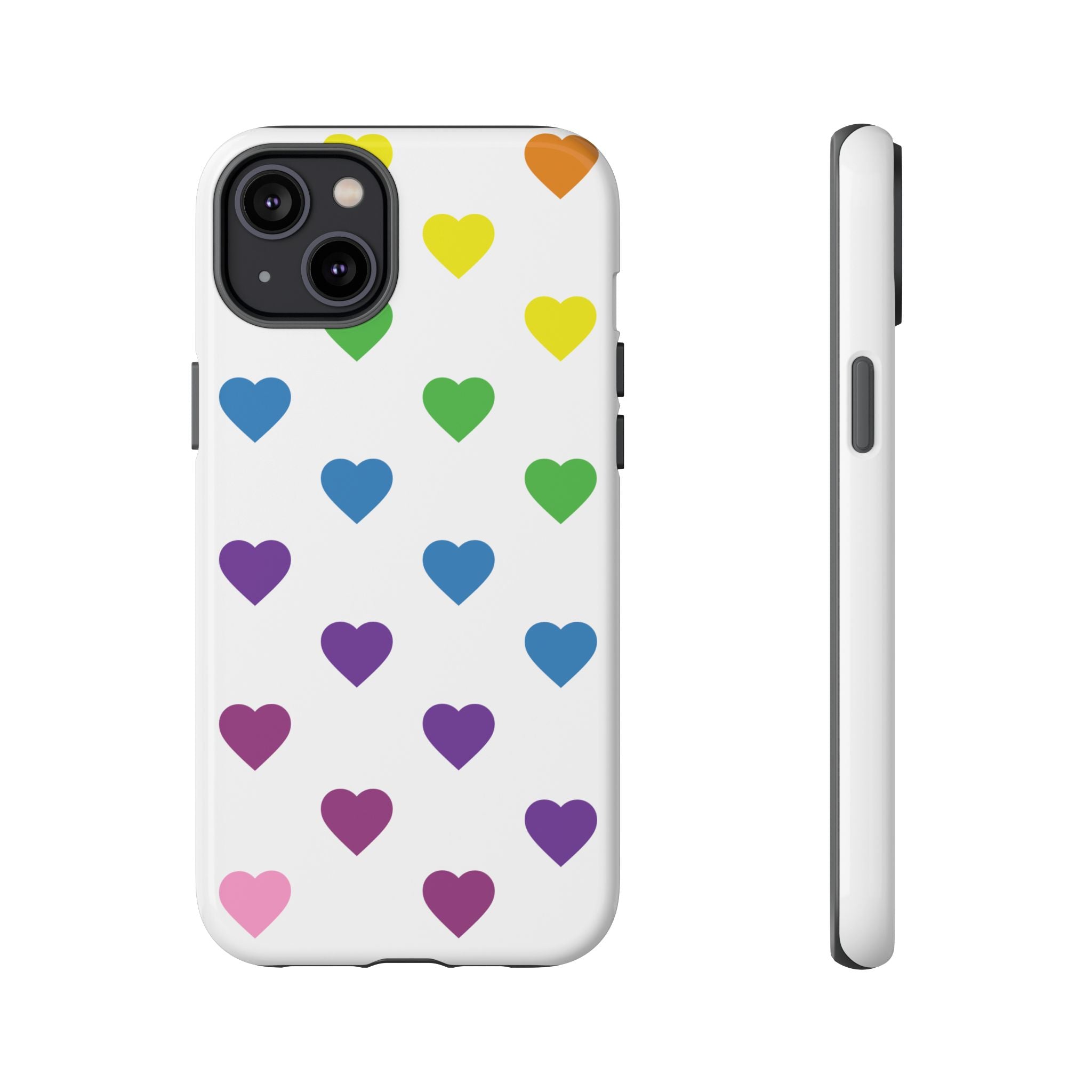 Rainbow Hearts Tough Phone Case — Protective iPhone Case with Colorful Heart Pattern