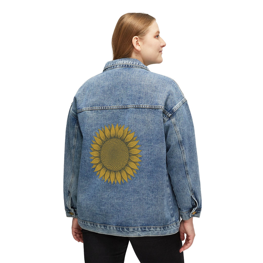 Classic Casual Jean Jacket - Fractal Sunflower