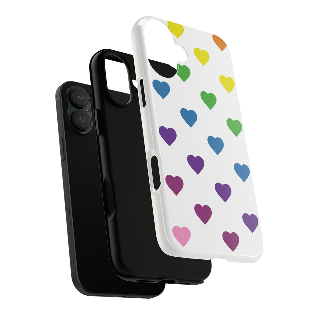 Rainbow Hearts Tough Phone Case — Protective iPhone Case with Colorful Heart Pattern