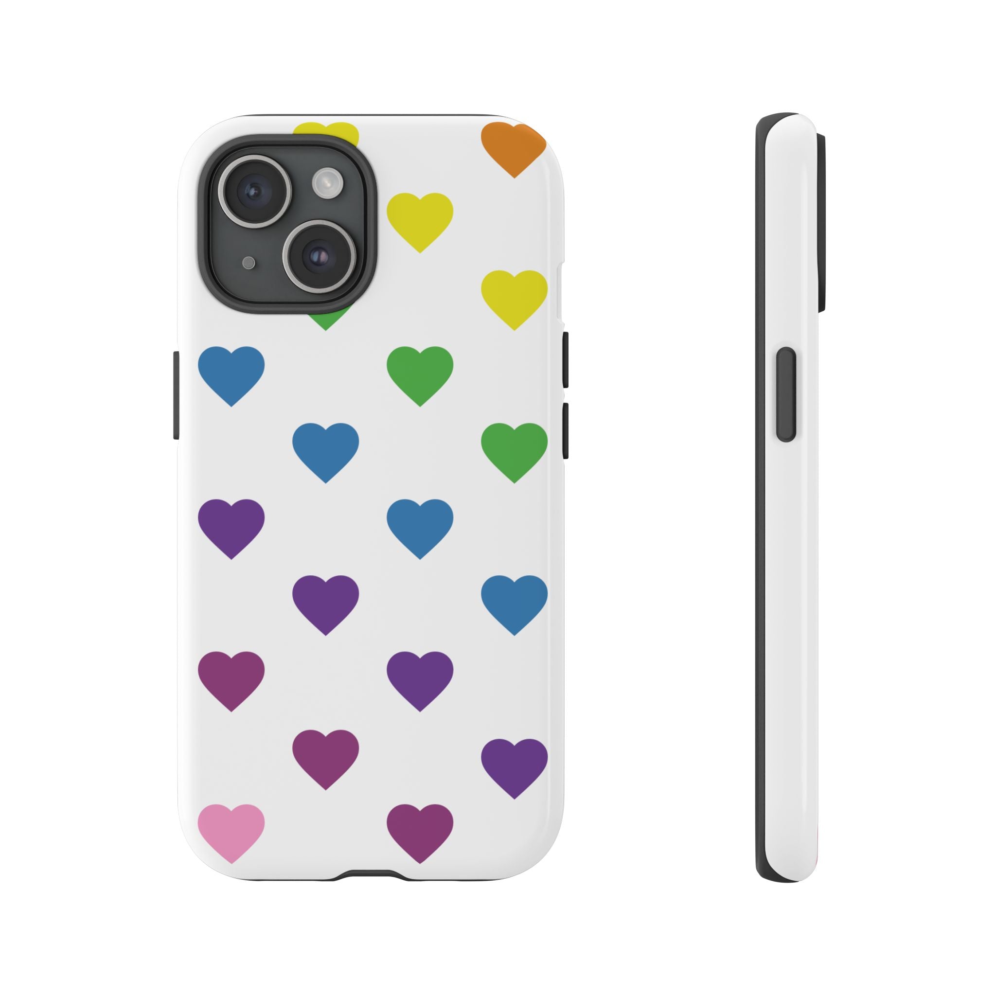 Rainbow Hearts Tough Phone Case — Protective iPhone Case with Colorful Heart Pattern