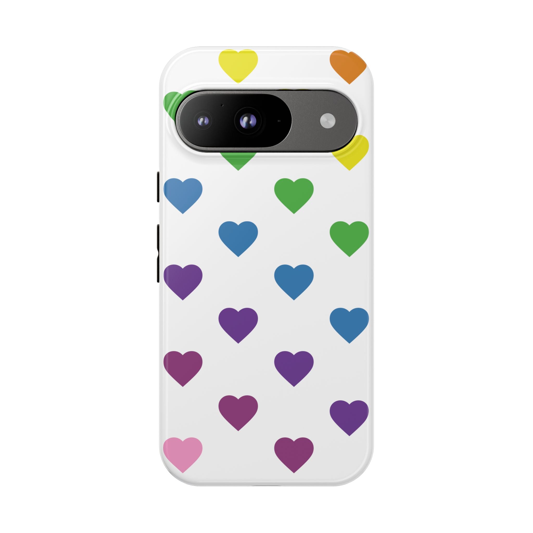 Rainbow Hearts Tough Phone Case — Protective iPhone Case with Colorful Heart Pattern