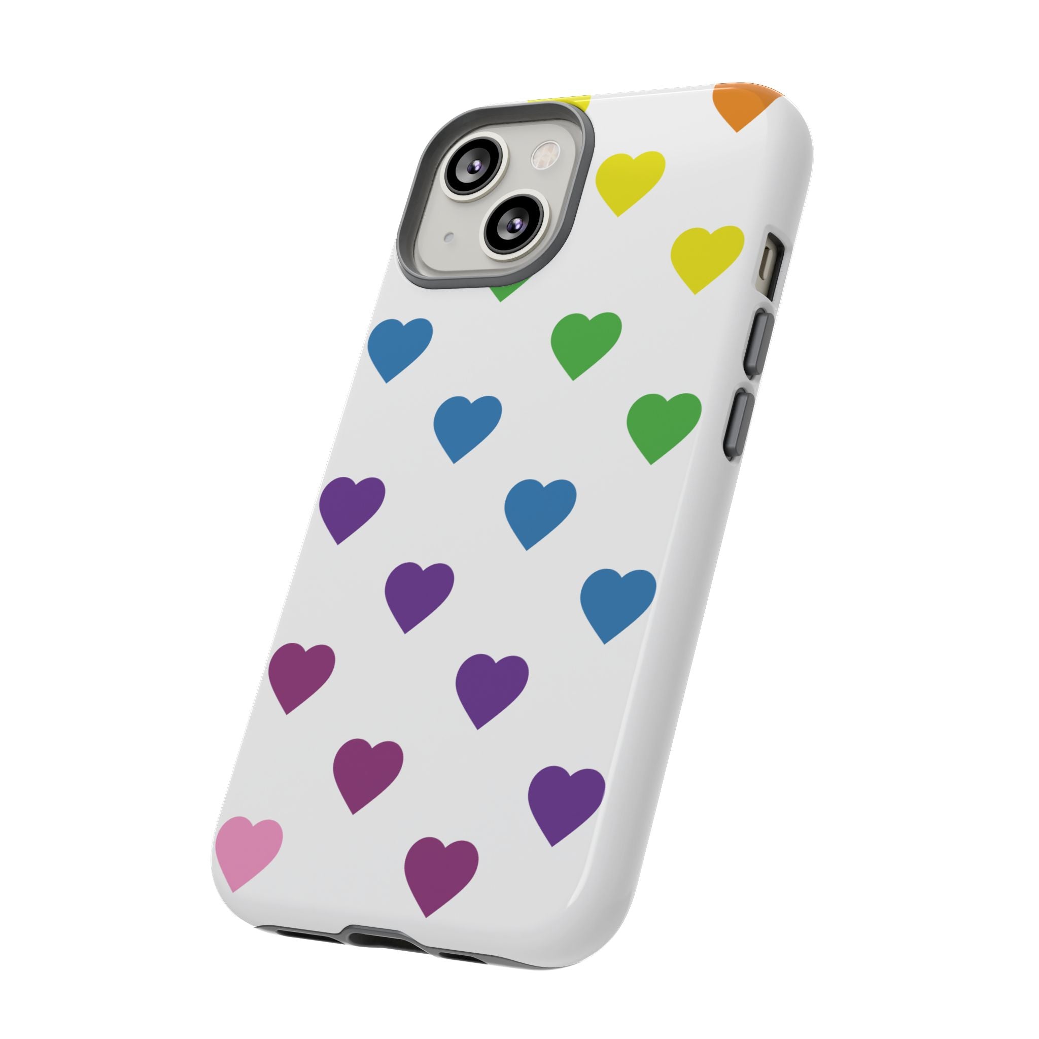 Rainbow Hearts Tough Phone Case — Protective iPhone Case with Colorful Heart Pattern