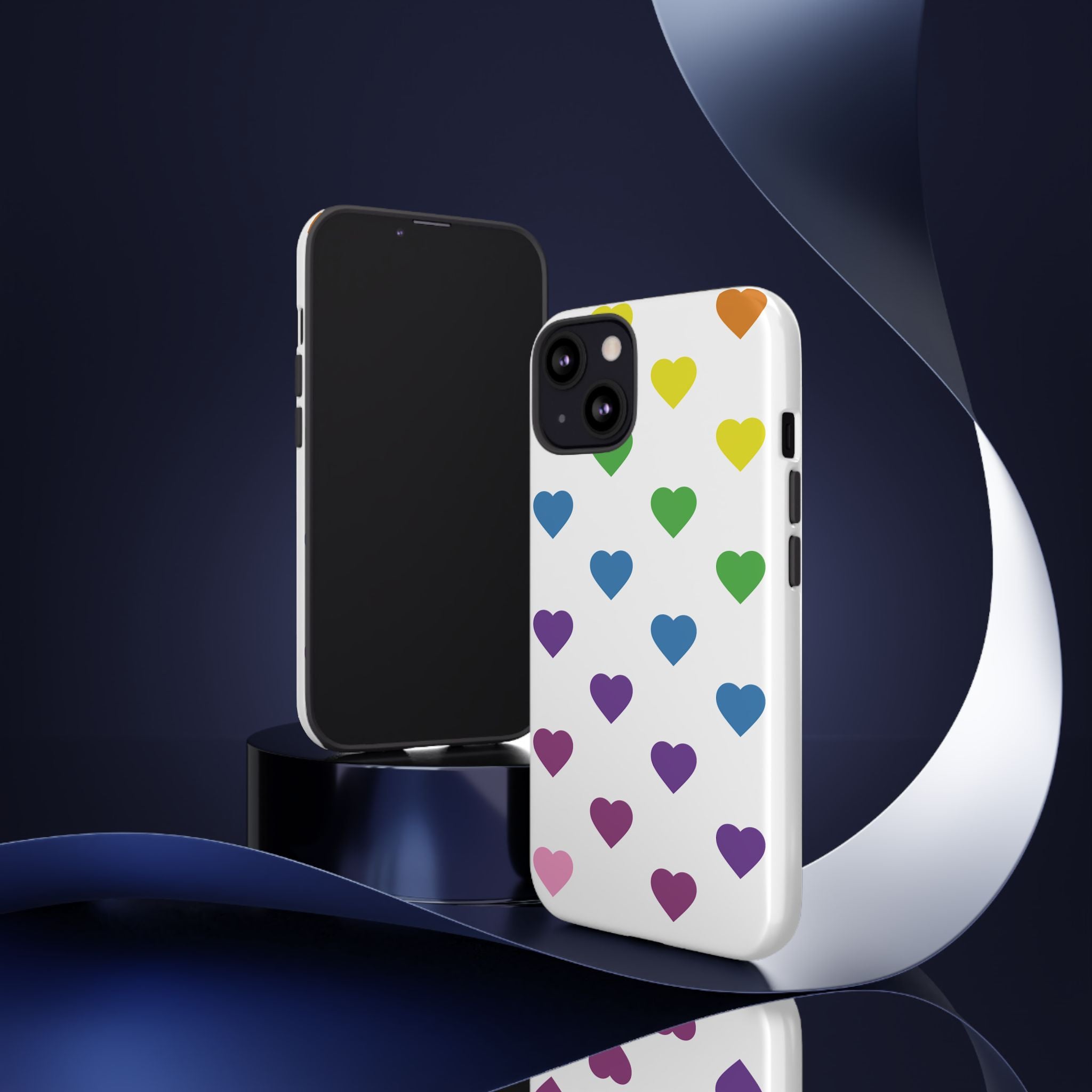Rainbow Hearts Tough Phone Case — Protective iPhone Case with Colorful Heart Pattern