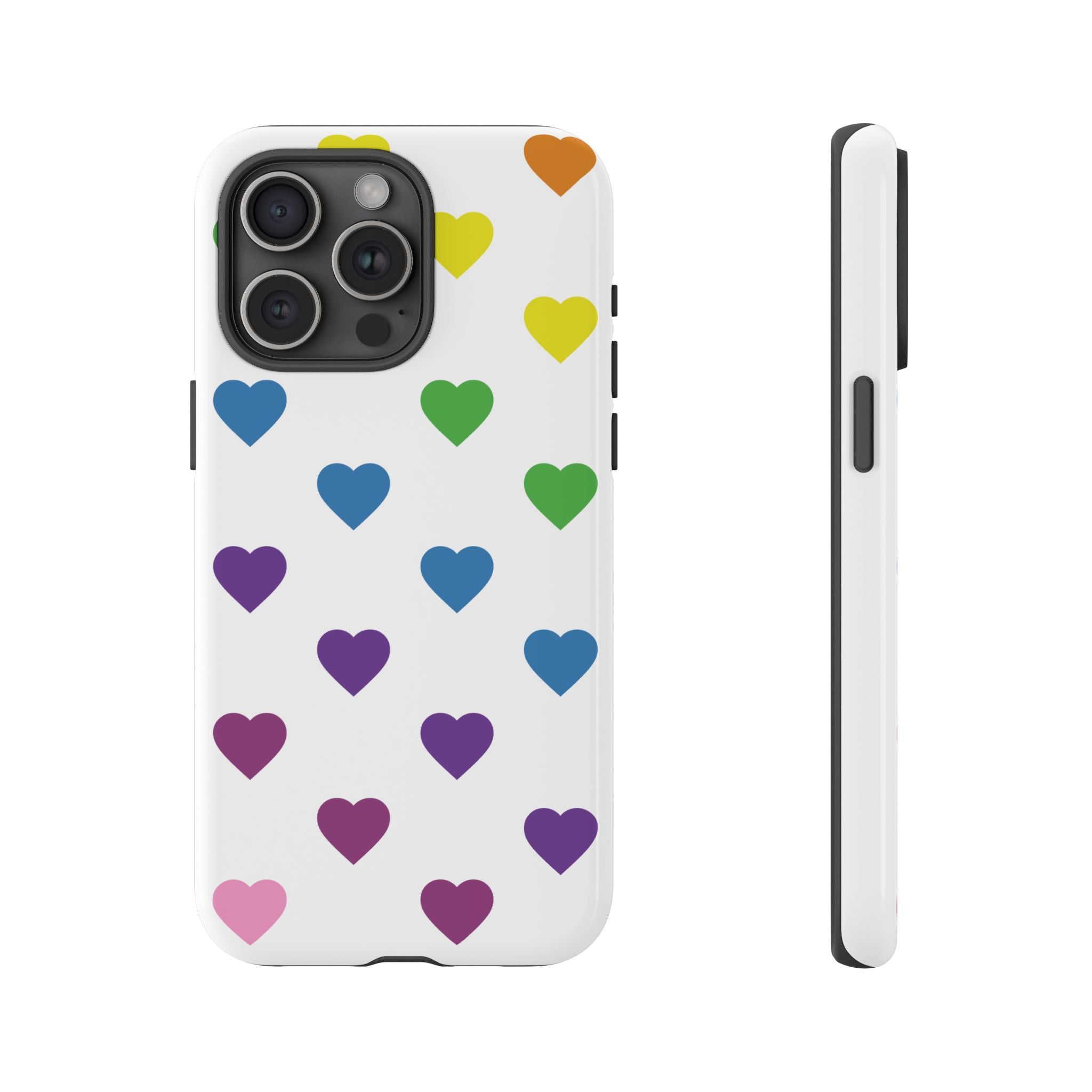 Rainbow Hearts Tough Phone Case — Protective iPhone Case with Colorful Heart Pattern