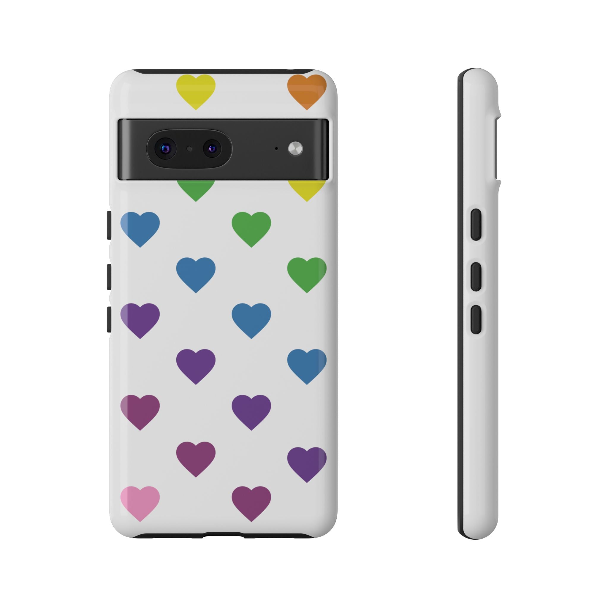 Rainbow Hearts Tough Phone Case — Protective iPhone Case with Colorful Heart Pattern
