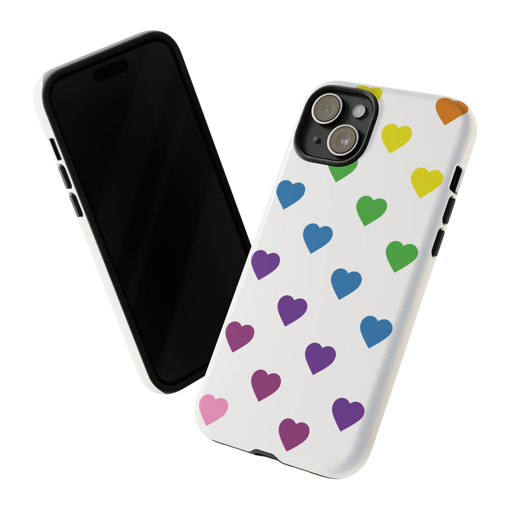Rainbow Hearts Tough Phone Case — Protective iPhone Case with Colorful Heart Pattern