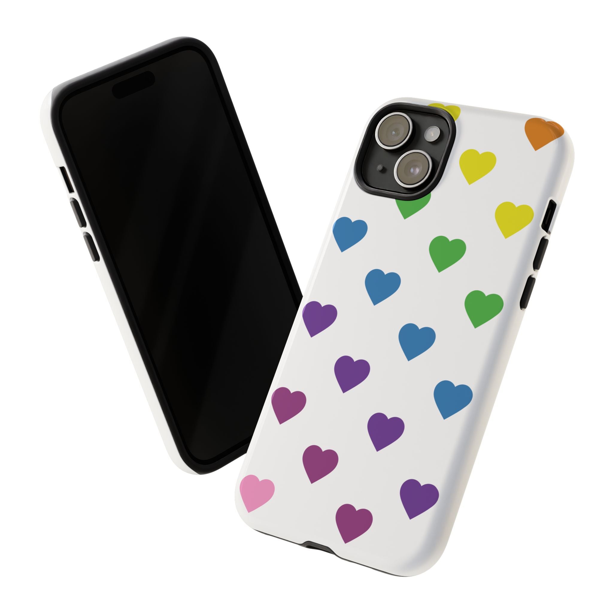 Rainbow Hearts Tough Phone Case — Protective iPhone Case with Colorful Heart Pattern