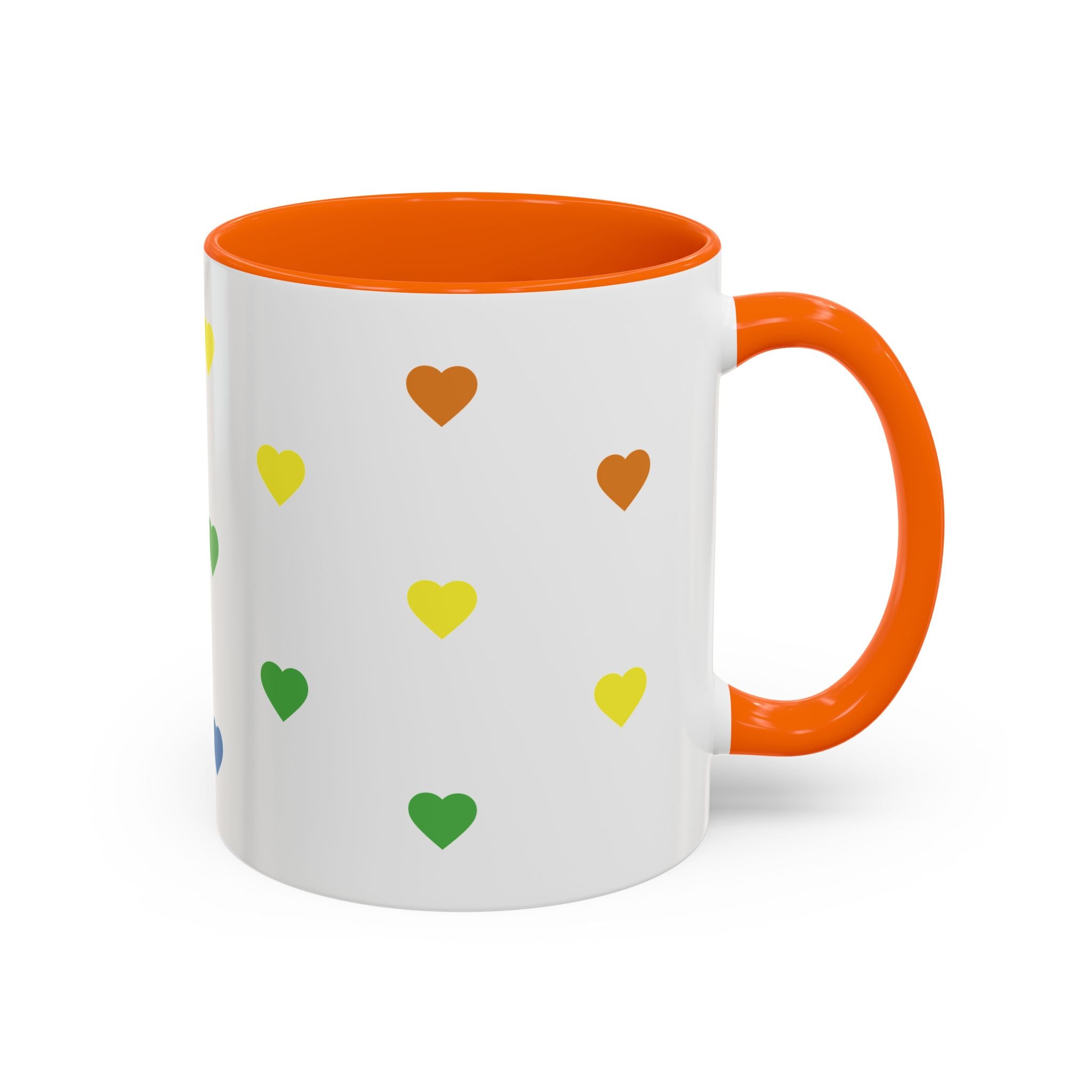 Rainbow Heart Accent Coffee Mug — Cute Colorful Patterned Ceramic Mug