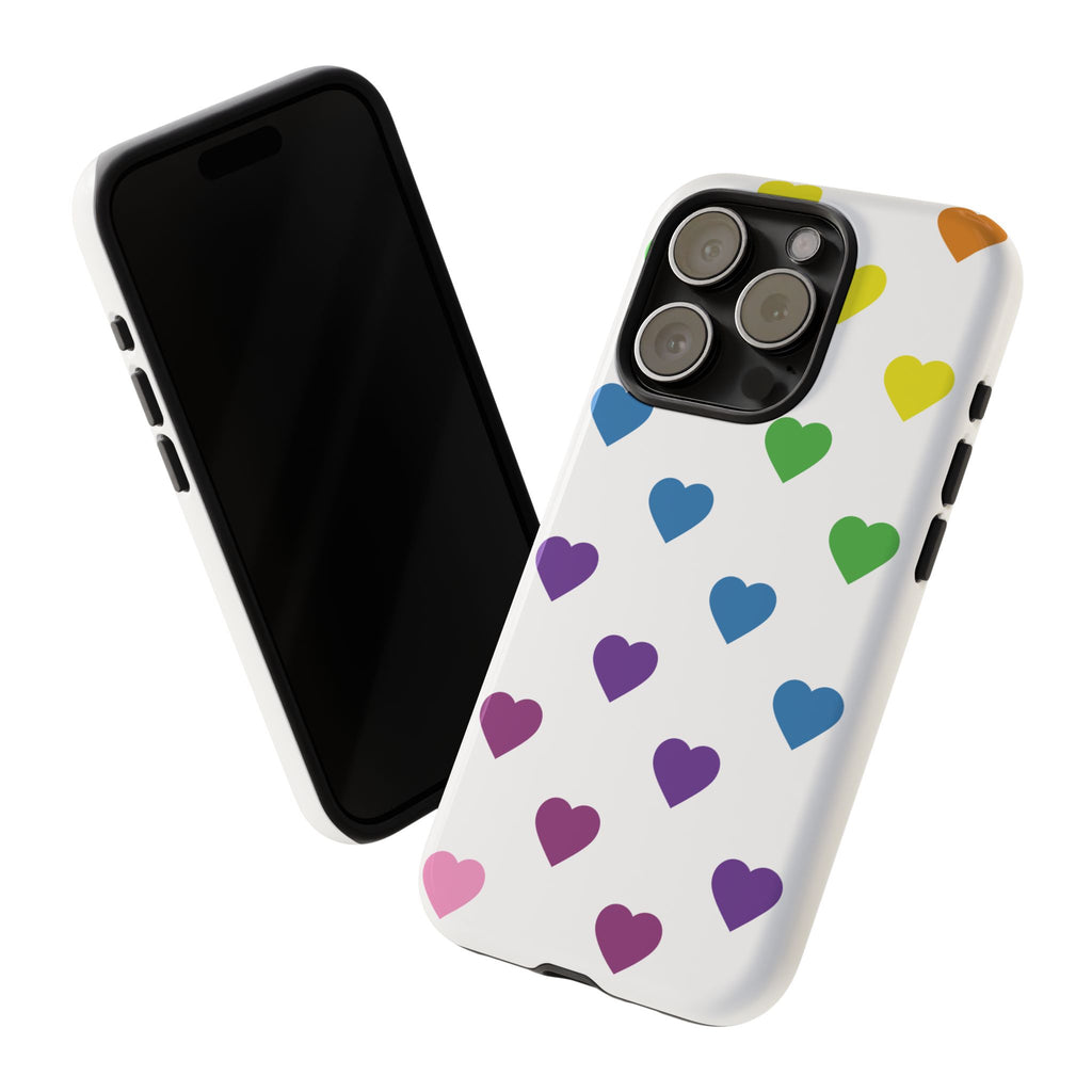 Rainbow Hearts Tough Phone Case — Protective iPhone Case with Colorful Heart Pattern