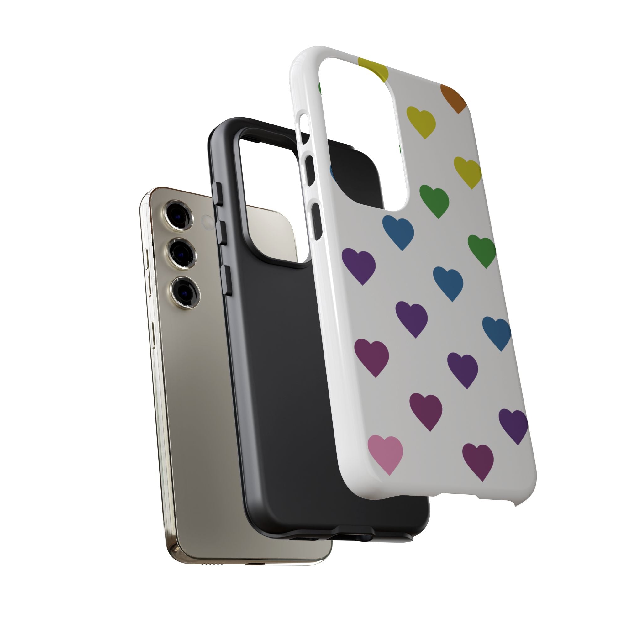 Rainbow Hearts Tough Phone Case — Protective iPhone Case with Colorful Heart Pattern