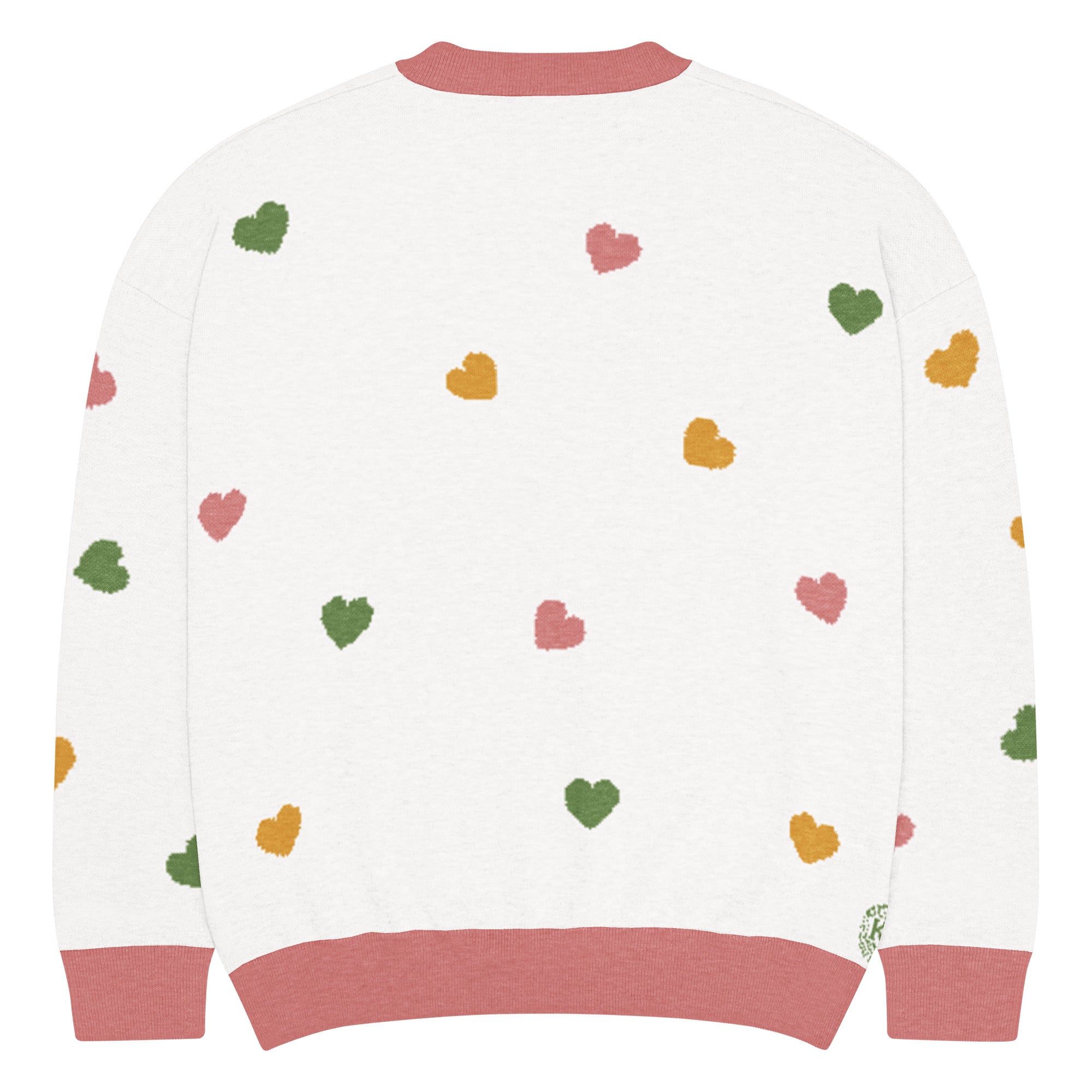 Relaxed fit knitted crew neck sweater - Hearts Pink – Kittitas Outpost